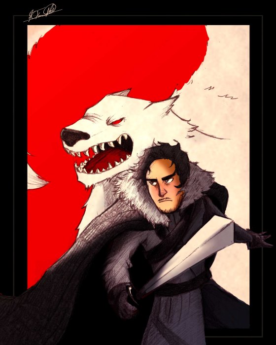 Jon Snow and Ghost from Game of Thrones